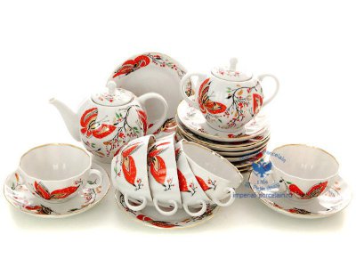 Чайный сервиз форма Тюльпан рисунок Бабочки 6/20