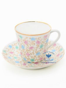Кофейная пара форма Витая рисунок Хризантема